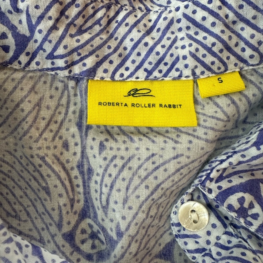 Roberta Roller Rabbit Blue Print Shirt Dress | Long Sleeve Cotton S - Picture 5 of 6